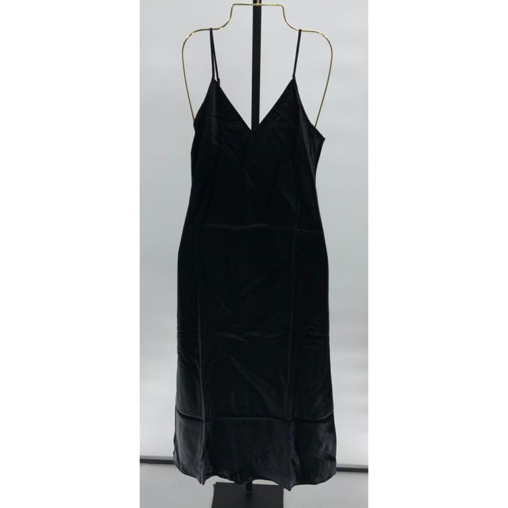 Quince Women's 100% Washable Silk Mini Slip Dress Black S